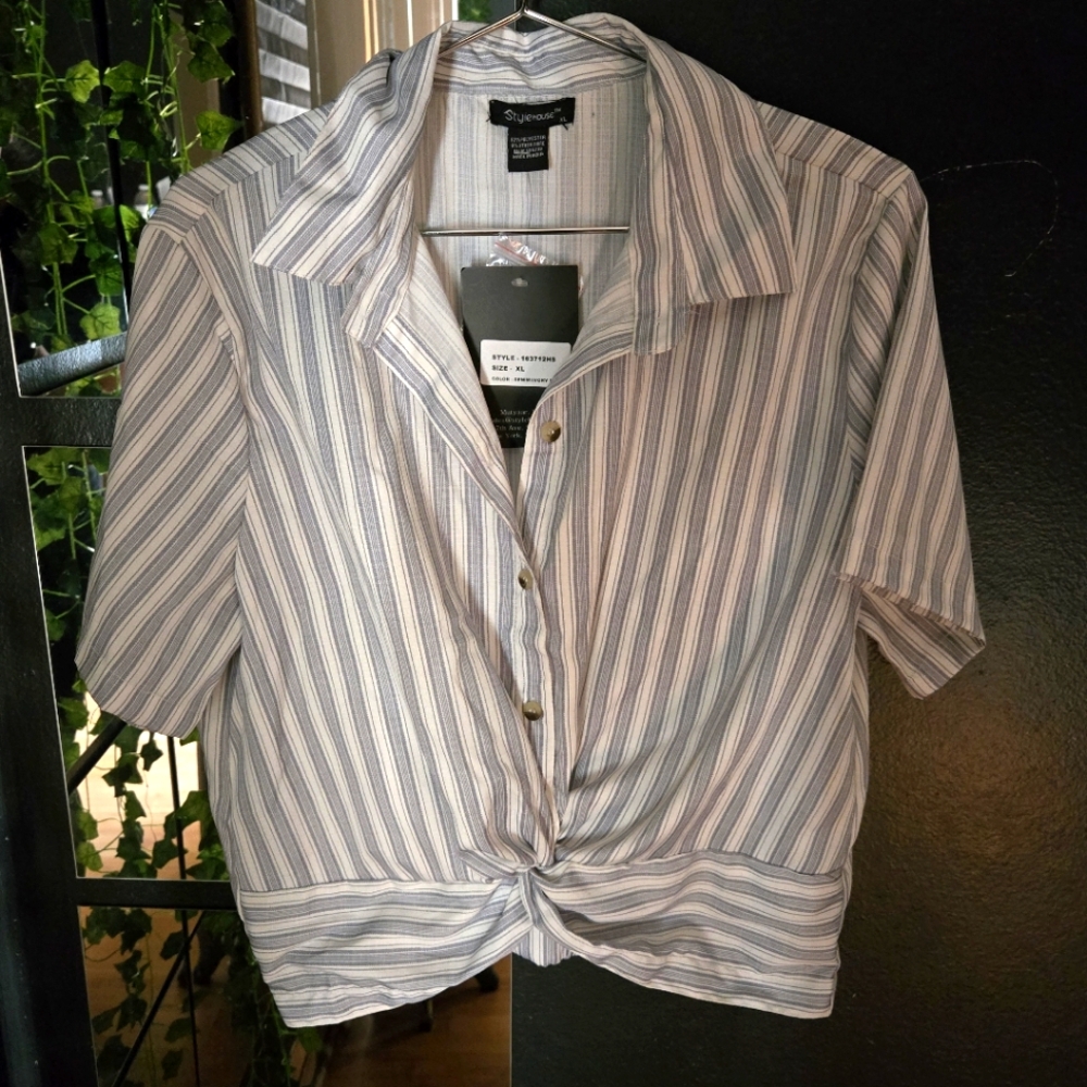 Striped Blue Button-Down Shirt